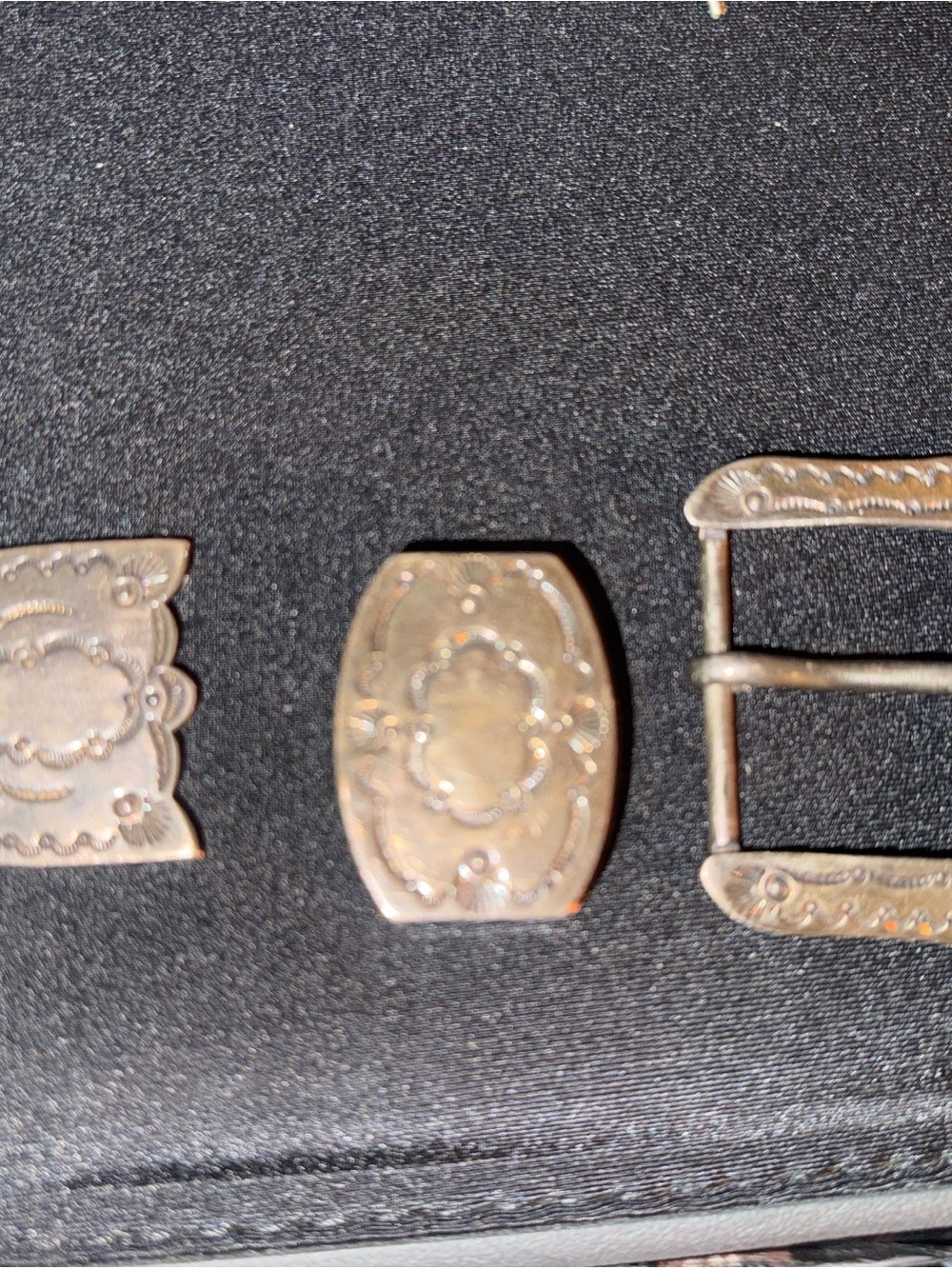 Vintage RDM Sterling Silver Turquoise 3-Piece Western Belt Buckle Set